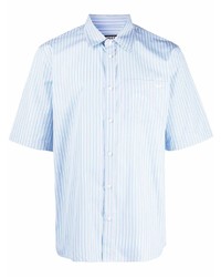 Chemise à manches courtes à rayures verticales bleu clair Diesel