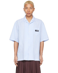 Chemise à manches courtes à rayures verticales bleu clair EGONlab