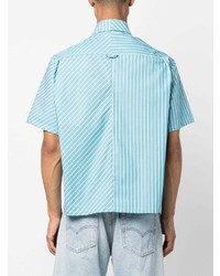 Chemise à manches courtes à rayures verticales bleu clair PALMER