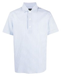 Chemise à manches courtes à rayures verticales bleu clair Ermenegildo Zegna