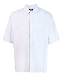 Chemise à manches courtes à rayures verticales bleu clair FIVE CM