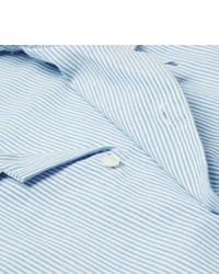 Chemise à manches courtes à rayures verticales bleu clair