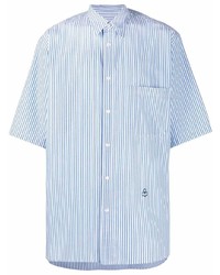 Chemise à manches courtes à rayures verticales bleu clair Isabel Marant