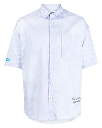 Chemise à manches courtes à rayures verticales bleu clair Izzue