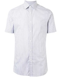 Chemise à manches courtes à rayures verticales bleu clair Kent & Curwen