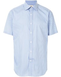 Chemise à manches courtes à rayures verticales bleu clair Kent & Curwen