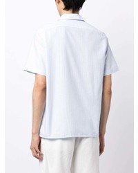 Chemise à manches courtes à rayures verticales bleu clair PS Paul Smith