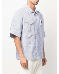 Chemise à manches courtes à rayures verticales bleu clair Casablanca