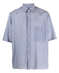 Chemise à manches courtes à rayures verticales bleu clair Low Brand
