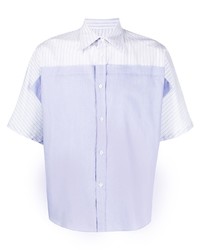 Chemise à manches courtes à rayures verticales bleu clair Maison Margiela
