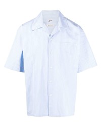 Chemise à manches courtes à rayures verticales bleu clair Marni