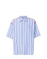 Chemise à manches courtes à rayures verticales bleu clair Marni
