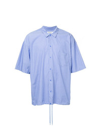 Chemise à manches courtes à rayures verticales bleu clair Monkey Time