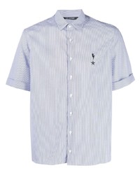 Chemise à manches courtes à rayures verticales bleu clair Neil Barrett