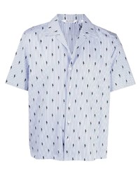 Chemise à manches courtes à rayures verticales bleu clair Neil Barrett