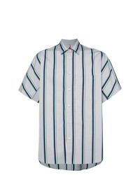 Chemise à manches courtes à rayures verticales bleu clair Oamc