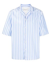 Chemise à manches courtes à rayures verticales bleu clair Officine Generale