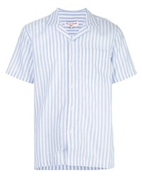 Chemise à manches courtes à rayures verticales bleu clair Orlebar Brown