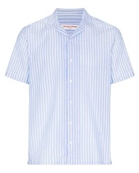 Chemise à manches courtes à rayures verticales bleu clair Orlebar Brown
