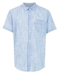 Chemise à manches courtes à rayures verticales bleu clair OSKLEN