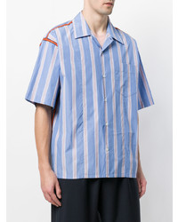 Chemise à manches courtes à rayures verticales bleu clair Marni