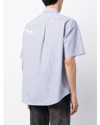 Chemise à manches courtes à rayures verticales bleu clair Undercover