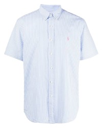 Chemise à manches courtes à rayures verticales bleu clair Polo Ralph Lauren
