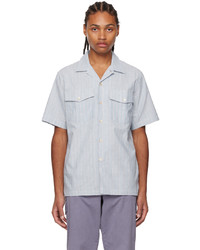 Chemise à manches courtes à rayures verticales bleu clair Ps By Paul Smith