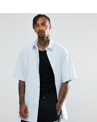 Chemise à manches courtes à rayures verticales bleu clair Reclaimed Vintage