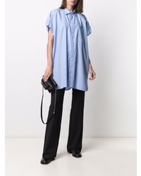 Chemise à manches courtes à rayures verticales bleu clair Ader Error