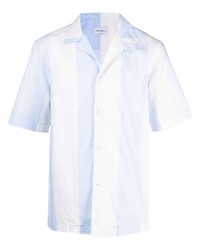 Chemise à manches courtes à rayures verticales bleu clair Salvatore Ferragamo