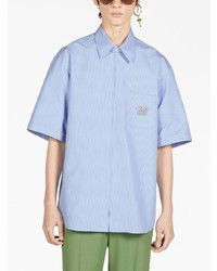 Chemise à manches courtes à rayures verticales bleu clair Gucci