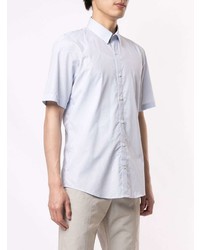 Chemise à manches courtes à rayures verticales bleu clair Cerruti 1881