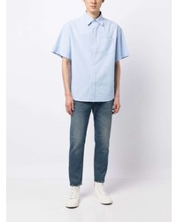 Chemise à manches courtes à rayures verticales bleu clair SPORT b. by agnès b.