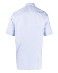 Chemise à manches courtes à rayures verticales bleu clair Xacus