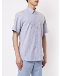 Chemise à manches courtes à rayures verticales bleu clair Gieves & Hawkes