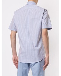 Chemise à manches courtes à rayures verticales bleu clair Gieves & Hawkes