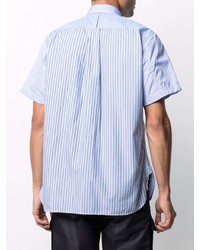 Chemise à manches courtes à rayures verticales bleu clair Junya Watanabe MAN