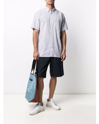 Chemise à manches courtes à rayures verticales bleu clair Tommy Hilfiger