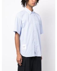 Chemise à manches courtes à rayures verticales bleu clair Izzue