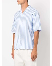 Chemise à manches courtes à rayures verticales bleu clair Officine Generale