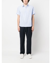 Chemise à manches courtes à rayures verticales bleu clair Barena