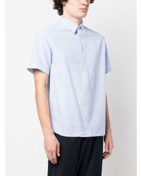 Chemise à manches courtes à rayures verticales bleu clair Barena