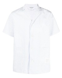 Chemise à manches courtes à rayures verticales bleu clair Thom Browne