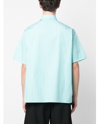 Chemise à manches courtes à rayures verticales bleu clair Valentino
