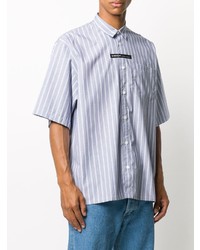 Chemise à manches courtes à rayures verticales bleu clair Givenchy