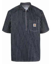 Chemise à manches courtes à rayures verticales bleu marine et blanc Carhartt WIP