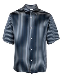 Chemise à manches courtes à rayures verticales bleu marine et blanc Sandro