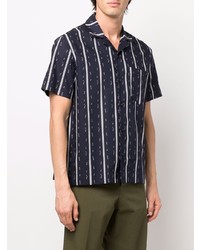 Chemise à manches courtes à rayures verticales bleu marine et blanc A.P.C.