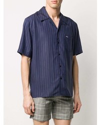 Chemise à manches courtes à rayures verticales bleu marine Ernest W. Baker